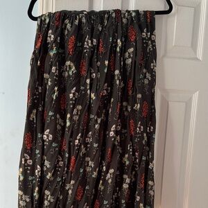 NATURAL LIFE Maxi Skirt with Red, Cream & Teal Floral Print